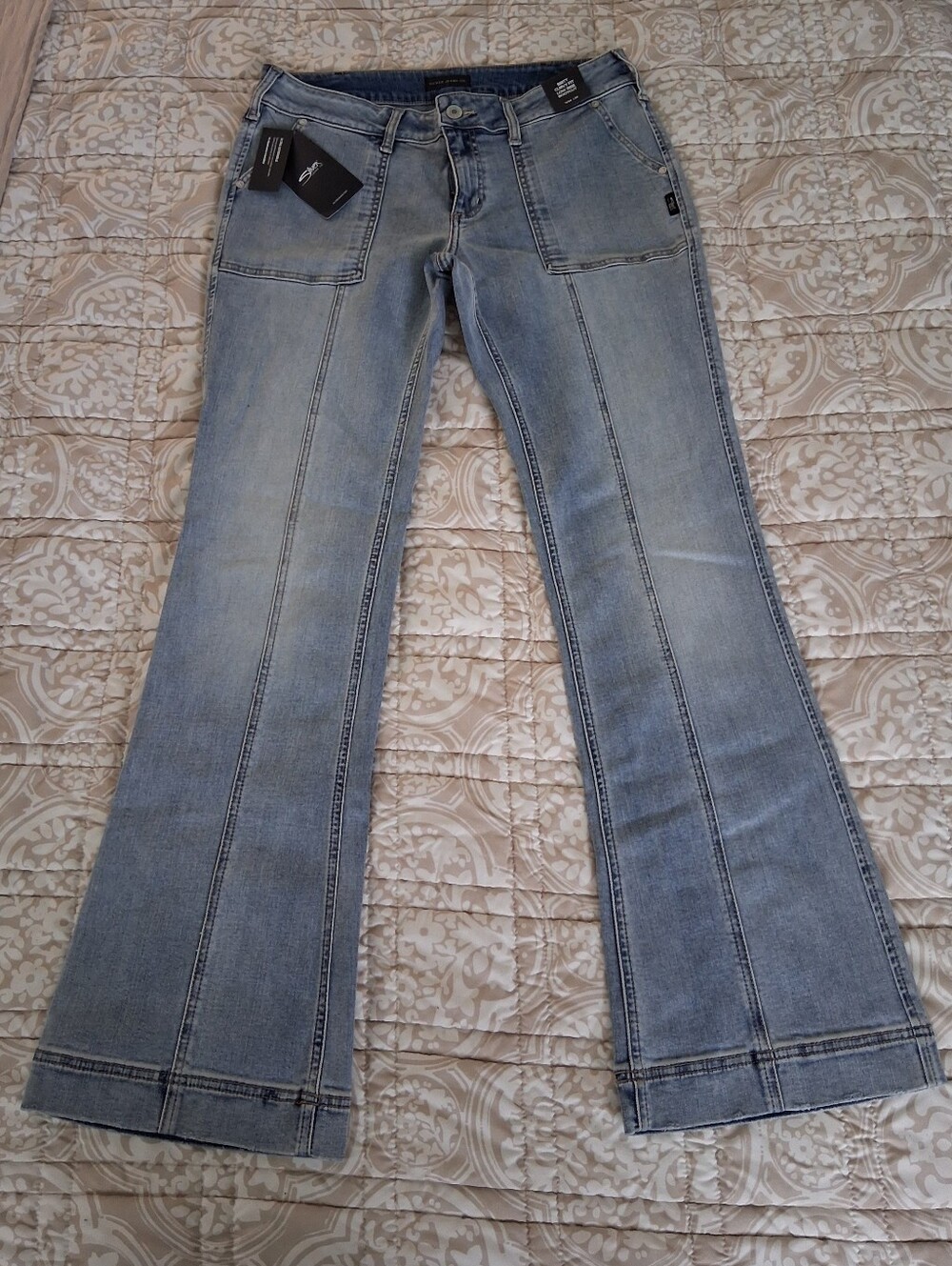 Silver Low Rise Boot Cut Curvy Fit Jeans